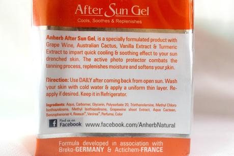 Anherb Natural After Sun Gel Review