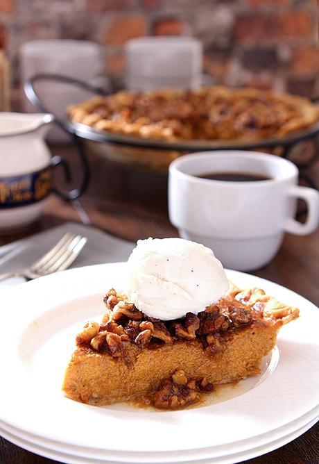 Bourbon Pumpkin Pie with Toasted Walnuts