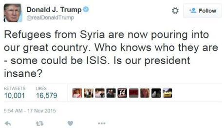 Trump Syrian refugees tweet