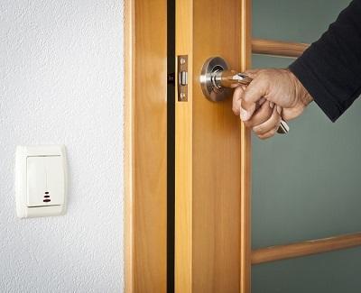 The person opens an interroom door