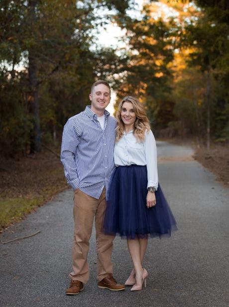 Fall couple photos in a navy and white color palette-The Samantha Show