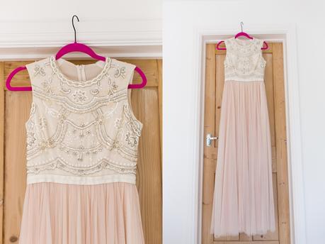 Blush Weddign dress with sequins and beads