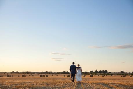 Bride & Groom portraits in barley field Barmbyfield Barn Wedding Photography