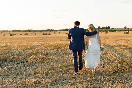 Bride & Groom portraits in barley field Barmbyfield Barn Wedding Photography