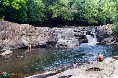 The swimming hole was cool and refreshing to take a dip in.