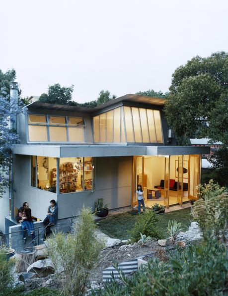 The Fung/Blatt family enjoys the backyard of their Mount Washington home. Despite its 5,000-square-foot lot, the house is just 1,640 square feet. Michael Blatt admits, “If we could add anything to this house, it would be five walk-in closets.”