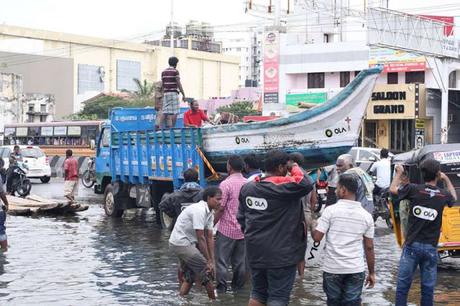 it rained, rained and more .... Chennai struggle ~ when boats were on streets of the city