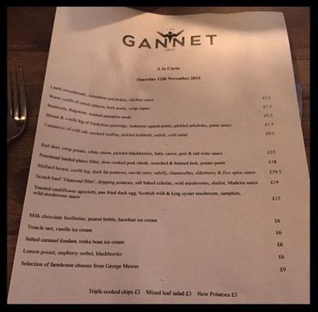 the gannet finnieston glasgow a la carte menu
