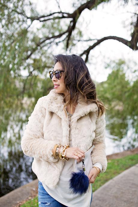 how to wear winter white, how to wear a faux fur jacket for day and night, casual and glam, target wonderlist