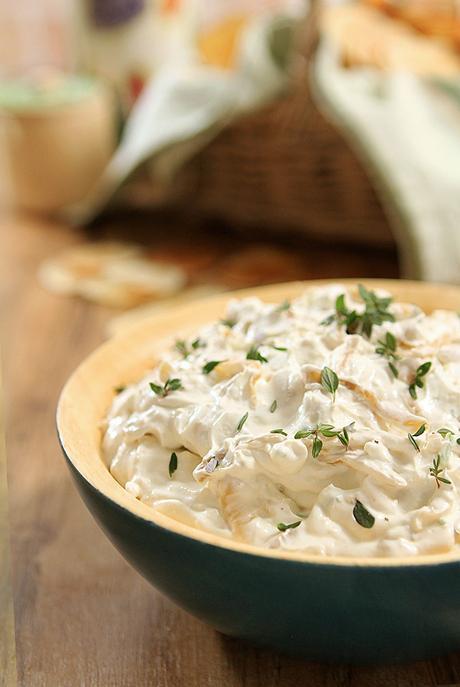 Caramelized French Onion Dip with Homemade Potato Chips