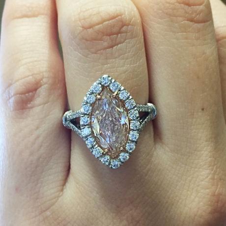 Pink marquise diamond engagement ring