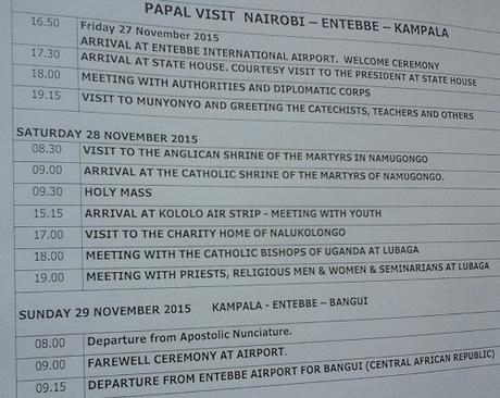 Pope Francis visits East Africa. The Uganda programme