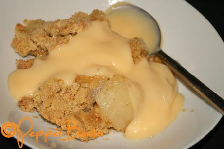 The Hubby's Quick & Easy Pear Crumble with Custard