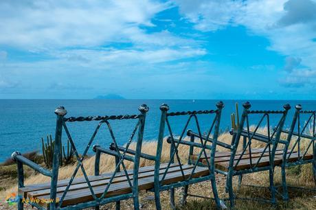Ocean view from benches in St. Maarten.
