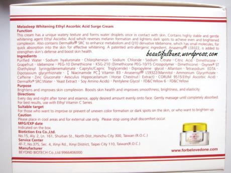 For Beloved One Melasleep Whitening Ethyl Ascorbic Acid Surge Cream (2)