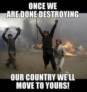 Muslim refugees destroy