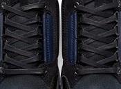 Winter Black Navy: Lanvin Leather Mesh Mid-Top Sneakers