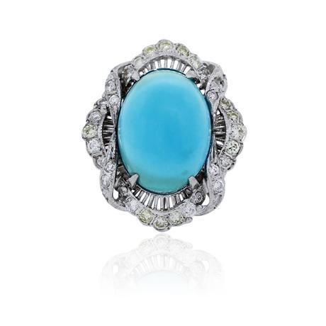 Turquoise and diamond cocktail ring