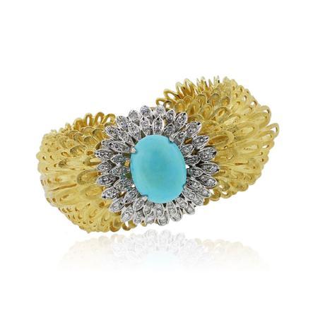Erwin Pearl 18k Yellow Gold Turquoise Diamond Bangle