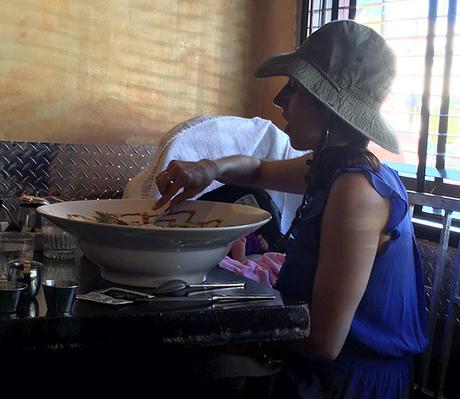 You won't leave the Hash House A Go Go hungry – her salad bowl was as big as her infant child's carrier