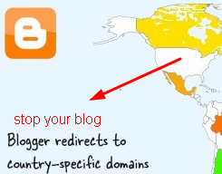 stop blog to redirect to other country domain
