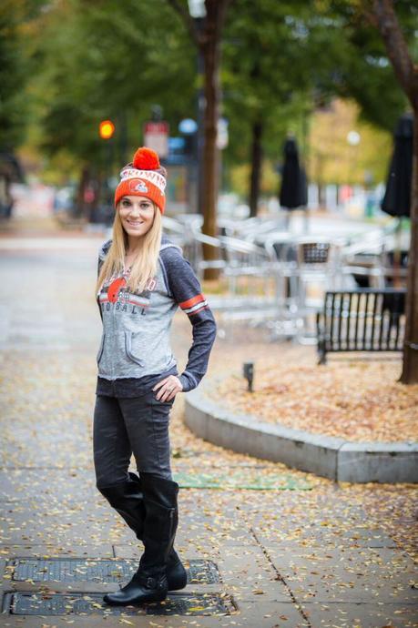 Cleveland Browns cold weather outfit for women. #MyNFLFanStyle- The Samantha Show