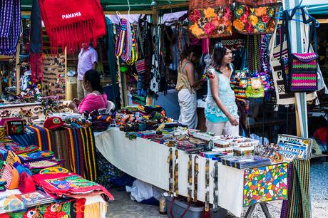 Market tucked into a ruined building attracts many souvenir hunters.