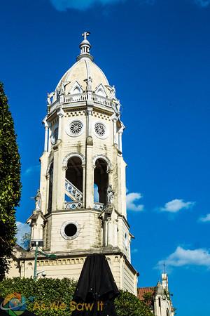 Tower on top of a church in Casco Viejo, Panama.