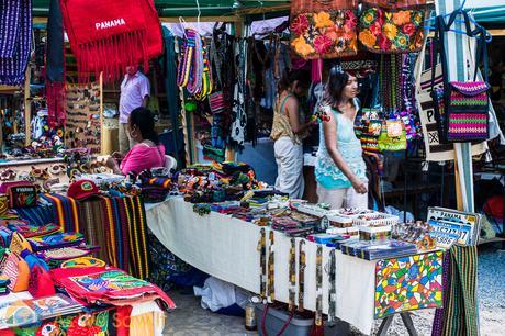 Strolling Through Casco Viejo in Panama #TheWeeklyPostcard Market tucked into a ruined building attracts many souvenir hunters.