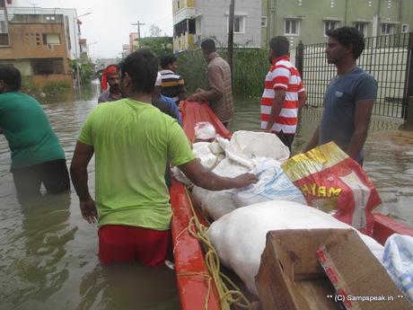 some more rains for battered Chennai ~ SYMA continued its relief work [with boats !!]
