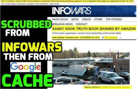 Google cache of scrubbed InfoWars article on amazon book banning