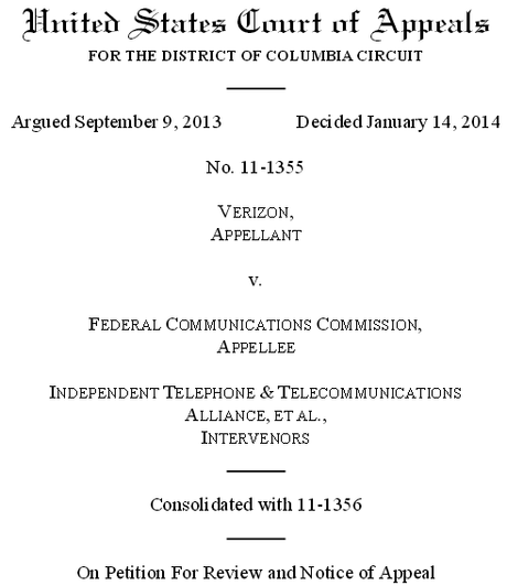 US Court of Appeals legal briefing by Verizon