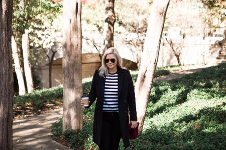 black and white striped t-shirt