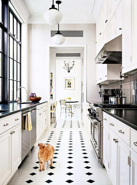 Classic White Kitchen With Black Accents: 