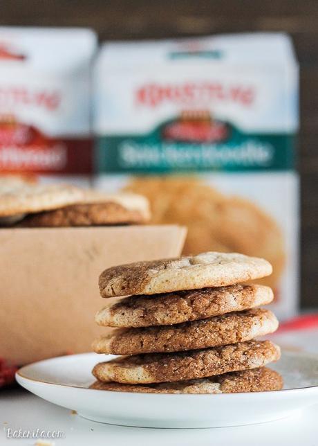 These soft and chewy Gingerbread Snickerdoodles are so easy and perfect for the holidays. These two-tone cookies are full of flavor, and made with only four ingredients!