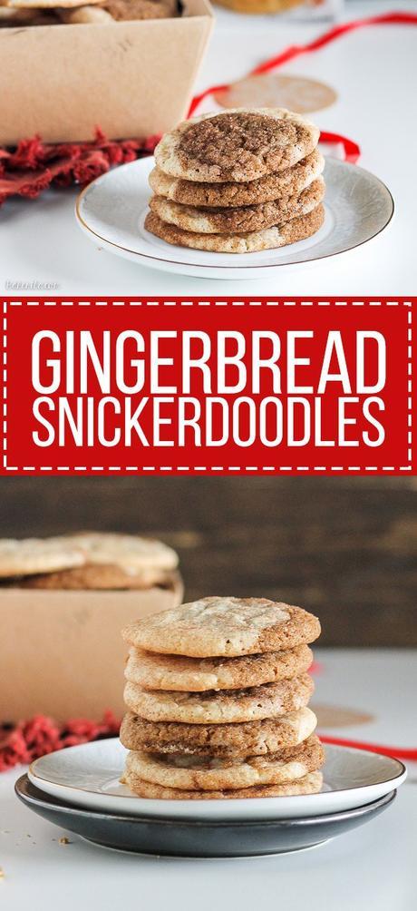 These soft and chewy Gingerbread Snickerdoodles are so easy and perfect for the holidays. These two-tone cookies are full of flavor, and made with only four ingredients!