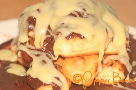 Cream Filled Profiteroles with White & Milk Chocolate Ganache CU 4