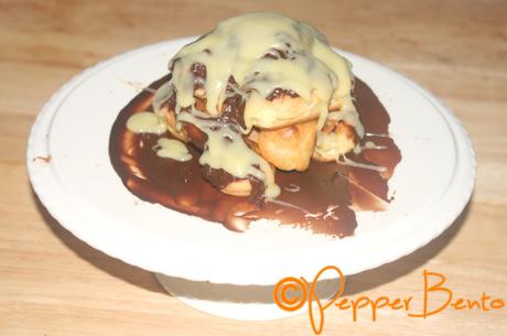 Cream Filled Profiteroles with White & Milk Chocolate Ganache