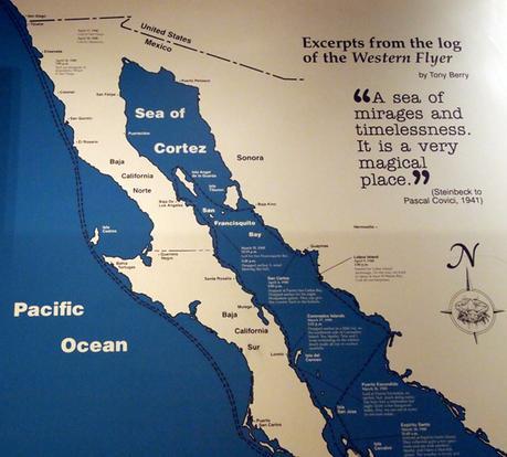 Interpretive panel at the Steinbeck Center display on _Log to the Sea of Cortez_ in Salinas