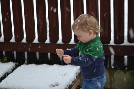 Touching snow for the first time