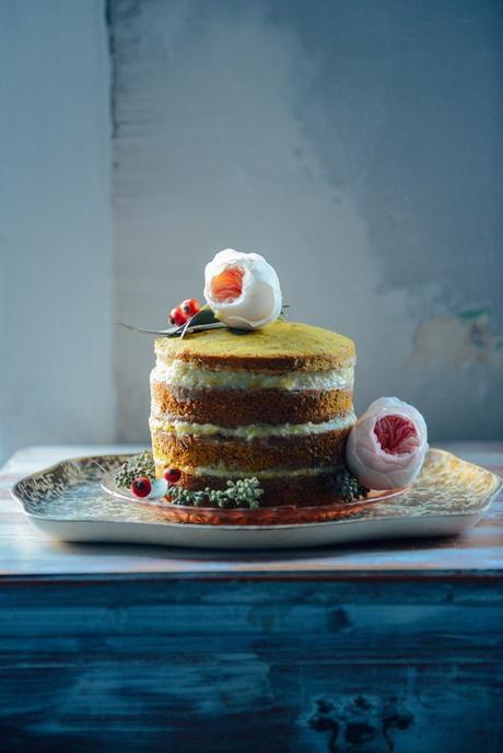 Whole Wheat Citrus, Turmeric & Chia Seed Layer Cake with Orange Buttercream // www.WithTheGrains.com