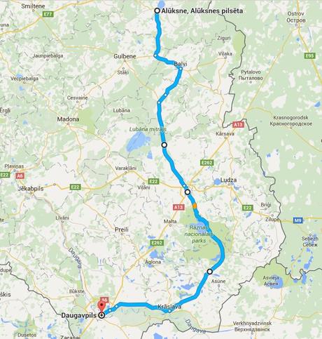 Ruta del día, de Aluksne a Daugavpils