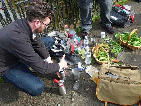 Glasgow gin club forage - impromptu tonic making in action