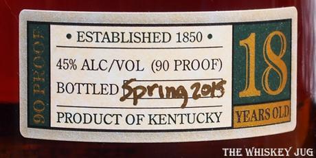 Sazerac 18 Years Label