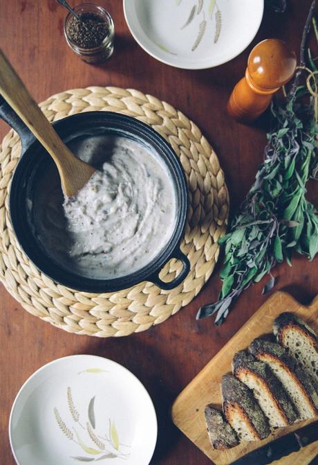 Creamy Potato Cabbage Soup with Sage // www.WithTheGrains.com