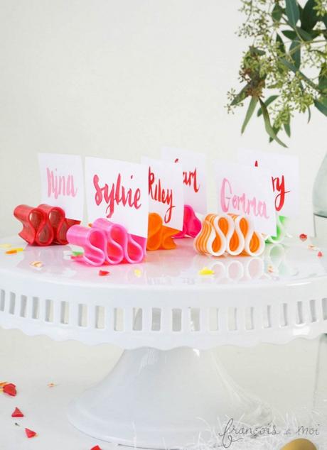 Watercolor Candy Ribbon Place Cards | Francois et Moi