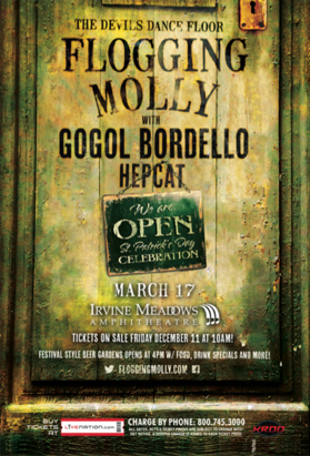 Flogging Molly Announce St. Patrick's Day Performance on March 17th at Irvine Meadows Amphitheatre in Irvine, CA