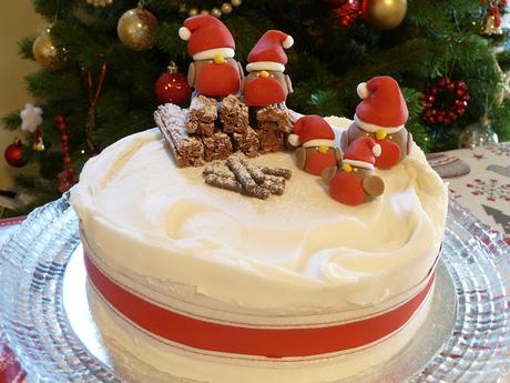 Christmas Cake with Festive Robin decorations