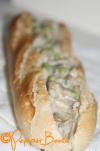 Chicken & mushrooms in a white sauce in a baguette, yum!