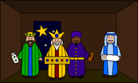 The Wisemen visiting Jesus